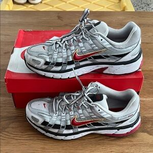 Nike Silver and Red Athletic Shoes